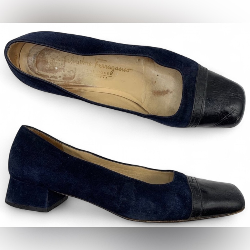 Salvatore Ferragamo Boutique Sonia Women’s Vintage Block Heel Pumps size 8.5
